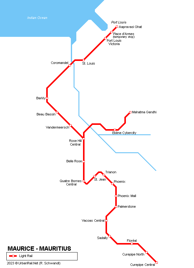 Mauritius light rail map