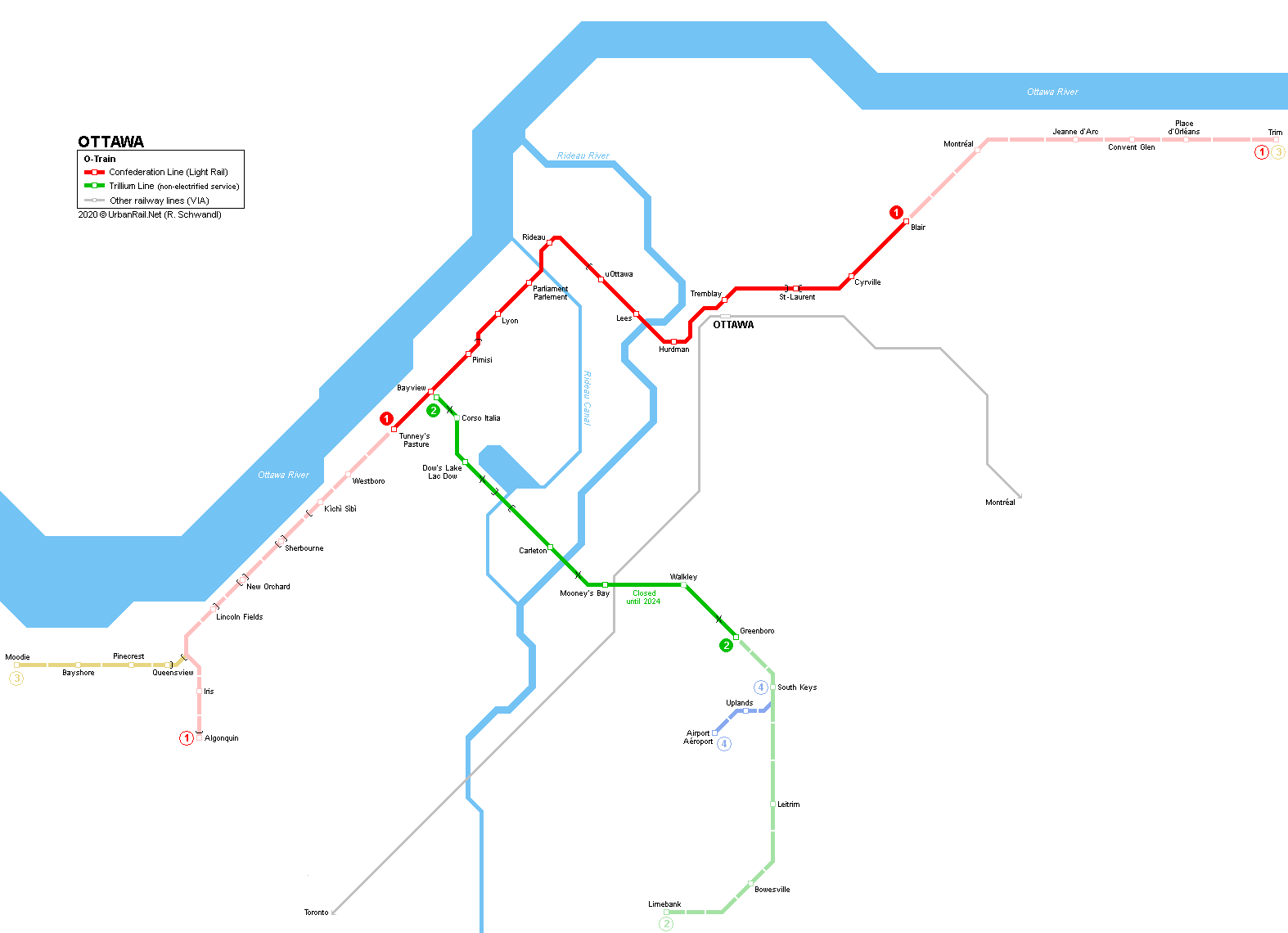 Ottawa Light Rail Map Confederation Line