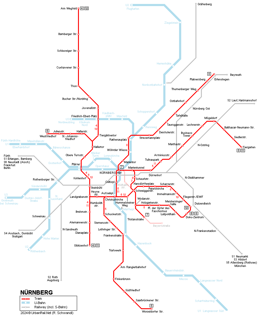 Nuremberg Tram Network © Robert Schwandl