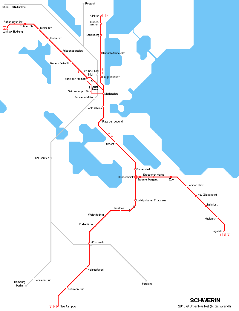 Schwerin Tram map