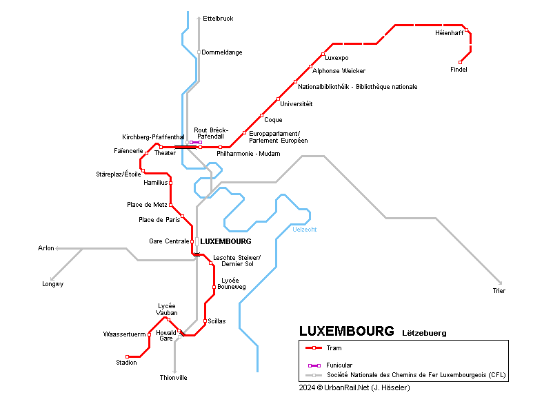 Luxembourg tram map