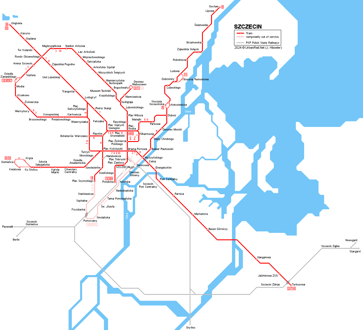 Szczecin Tram Map