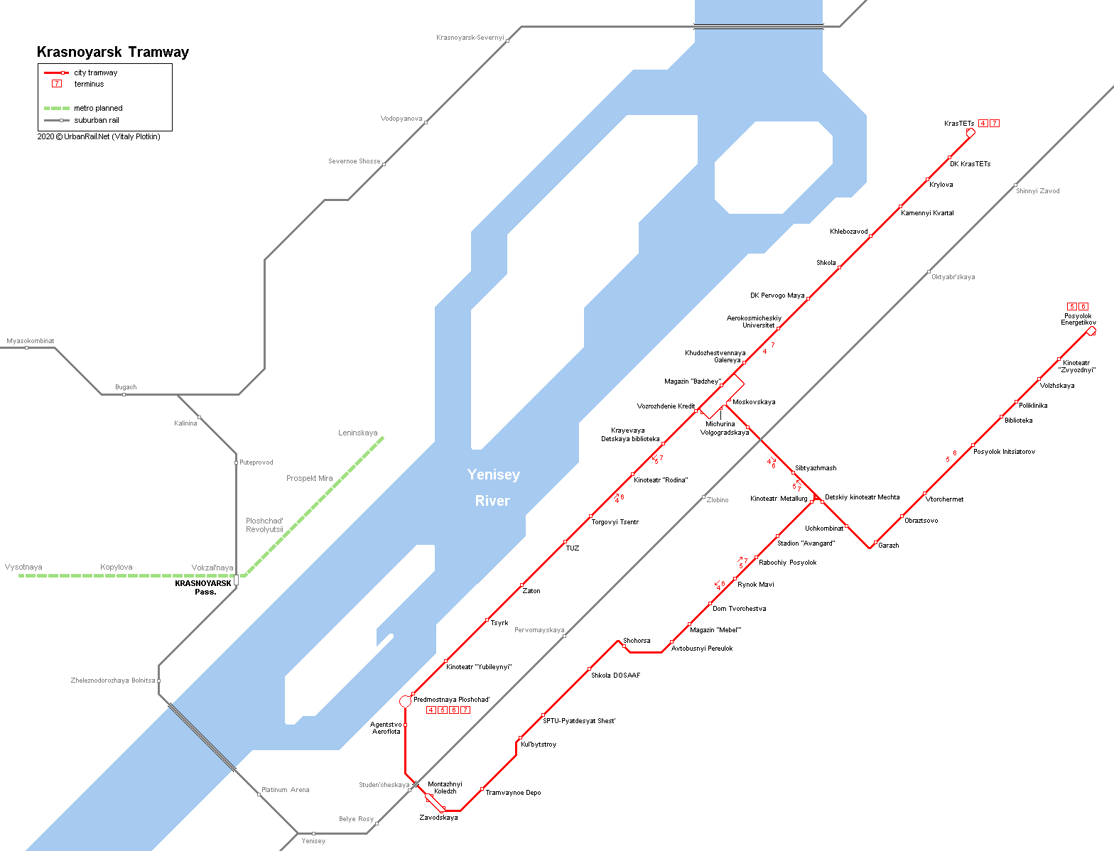 Krasnoyarsk Tram Map