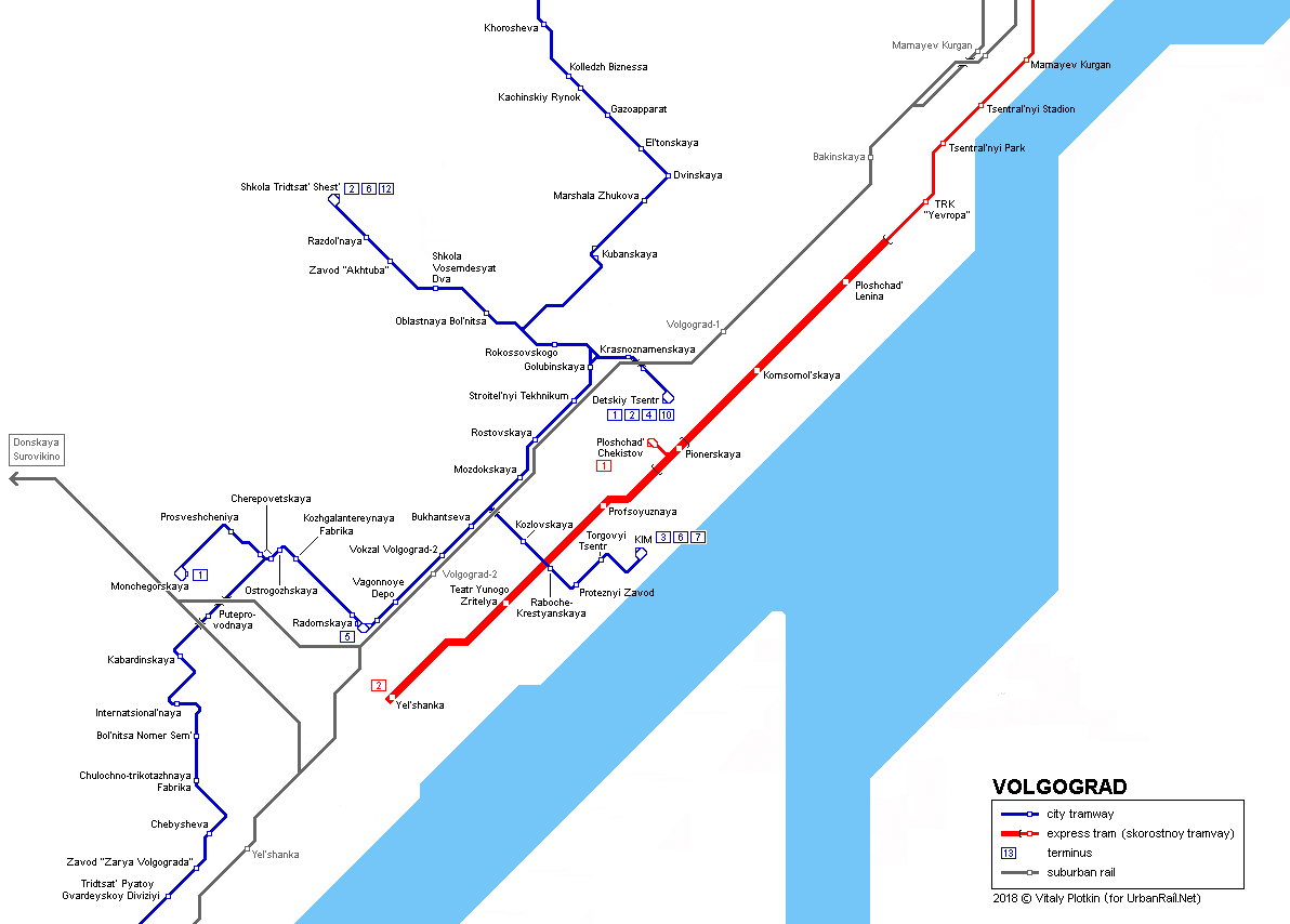 Volgograd tram map